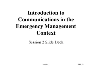Introduction to Communications in the Emergency Management Context
