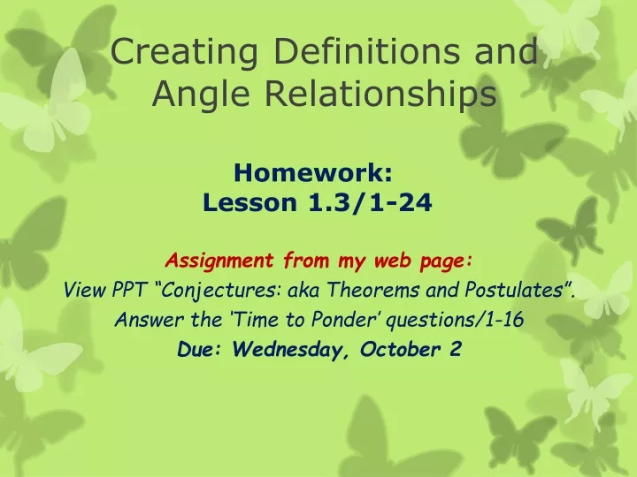 creating definitions and angle relationships