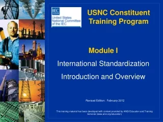 Module I International Standardization Introduction and Overview