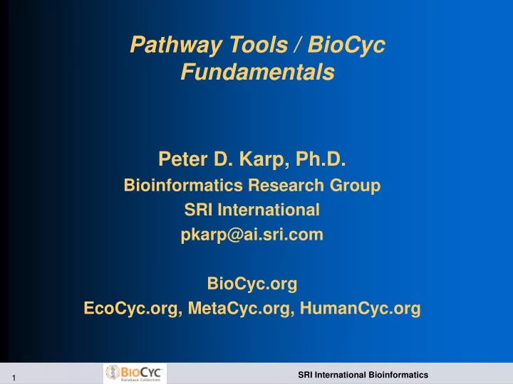 pathway tools biocyc fundamentals