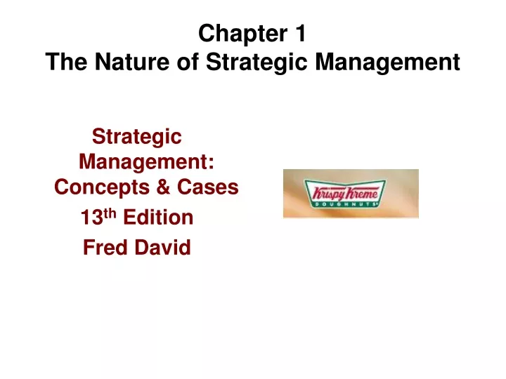 chapter 1 the nature of strategic management