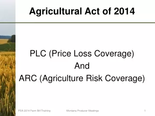 Agricultural Act of 2014