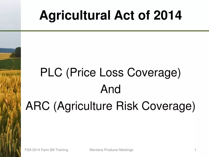 agricultural act of 2014