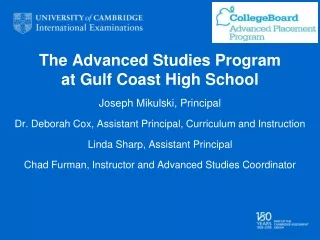 The Advanced Studies Program  at Gulf Coast High School