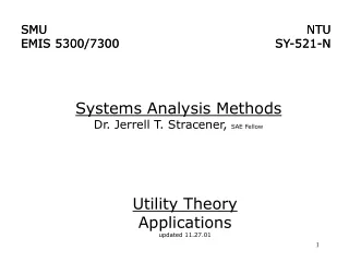 Systems Analysis Methods Dr. Jerrell T. Stracener,  SAE Fellow