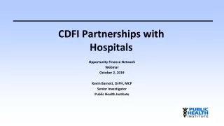 CDFI Partnerships with Hospitals