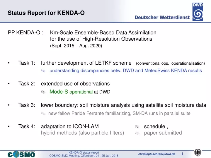 status report for kenda o