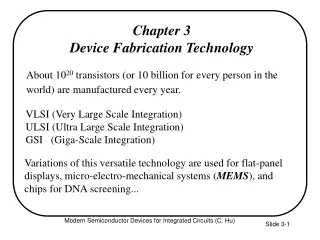 Chapter 3 Device Fabrication Technology