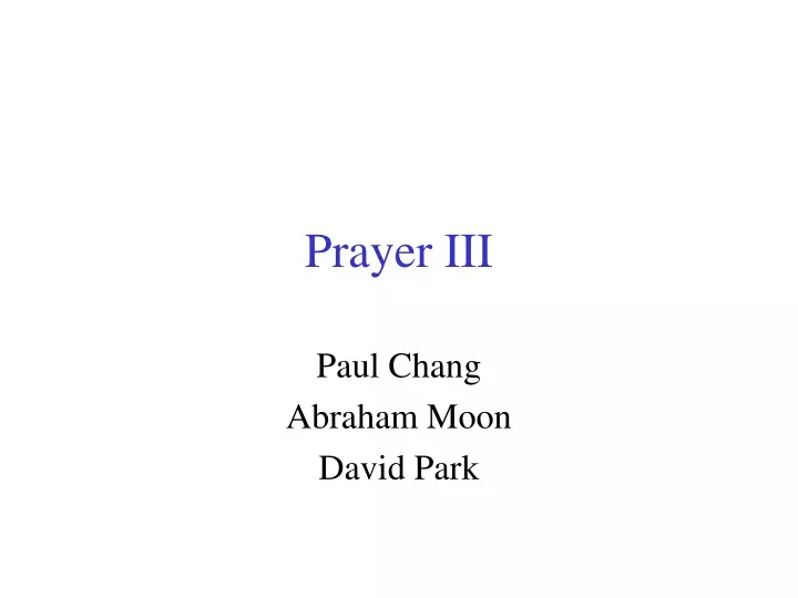 prayer iii