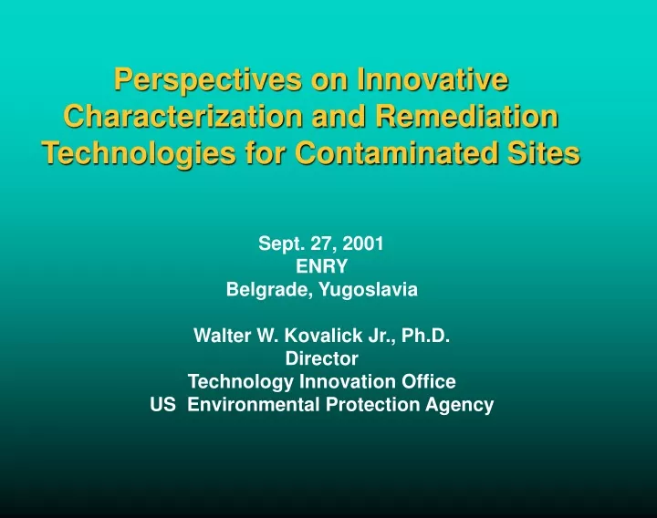 perspectives on innovative characterization and remediation technologies for contaminated sites