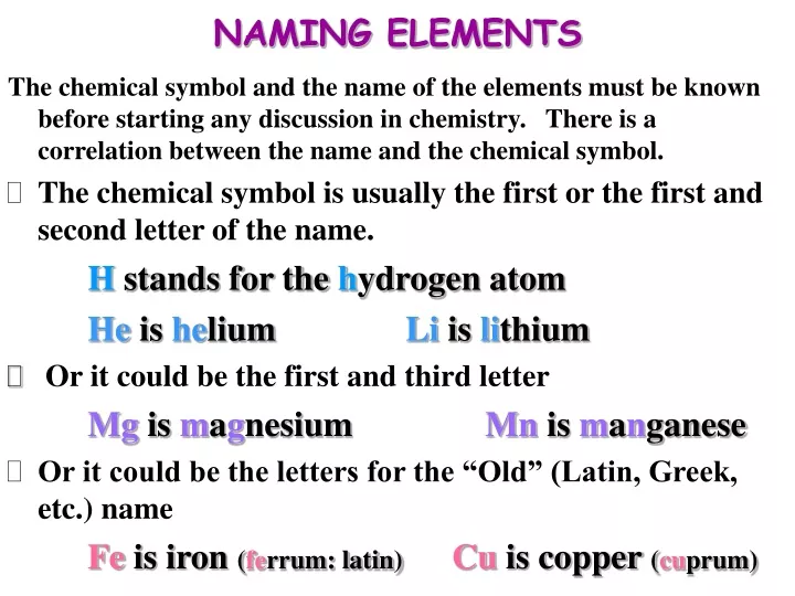 naming elements
