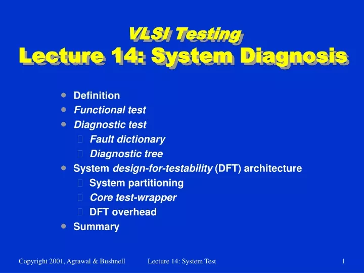 vlsi testing lecture 14 system diagnosis