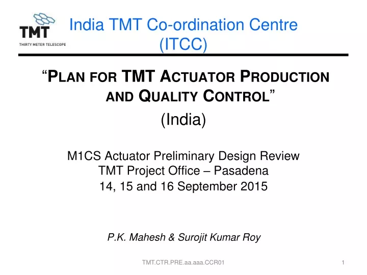 india tmt co ordination centre itcc