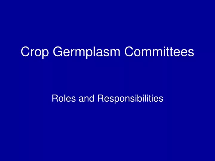 crop germplasm committees