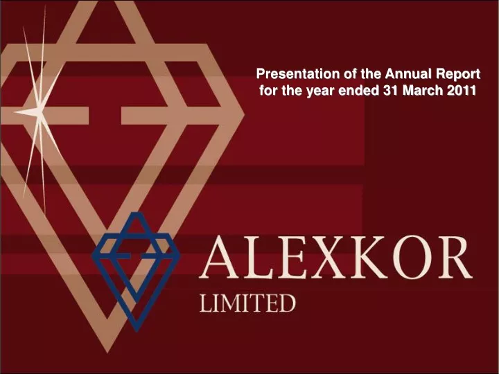 presentation of the annual report for the year