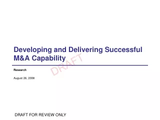 Developing and Delivering Successful M&amp;A Capability
