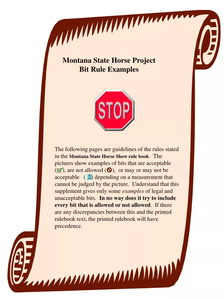 montana state horse project bit rule examples