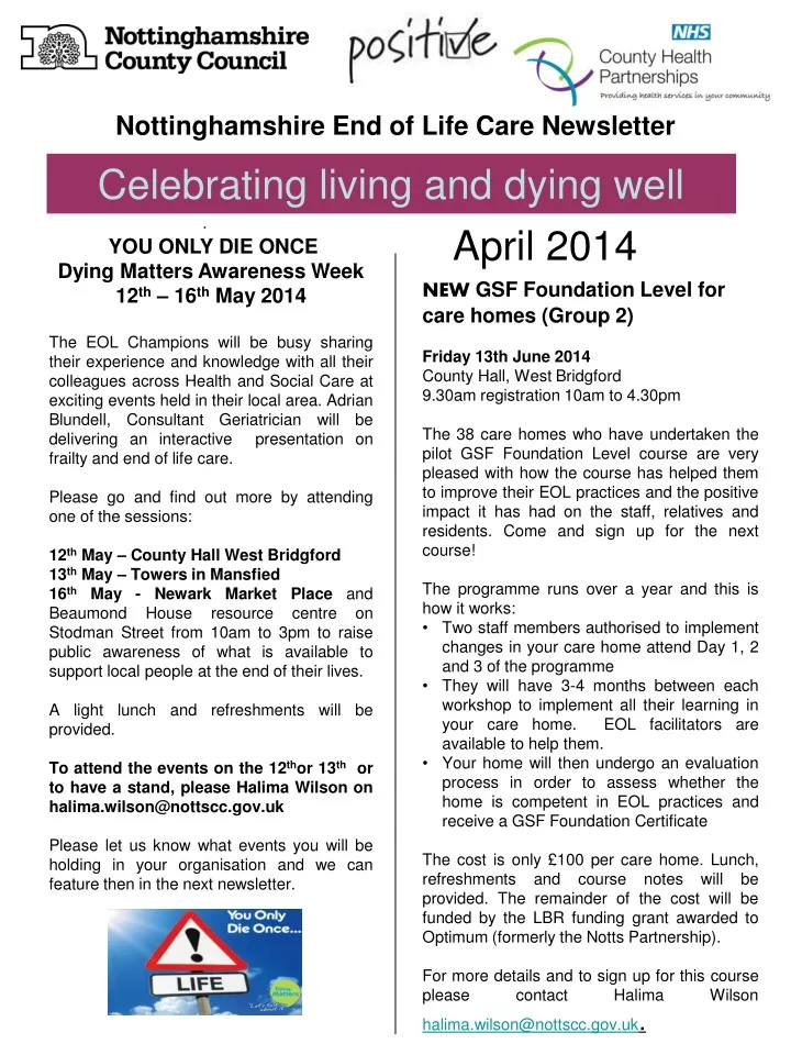 nottinghamshire end of life care newsletter
