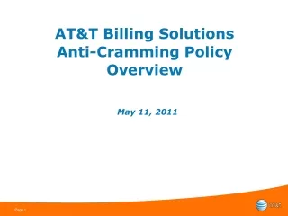 AT&amp;T Billing Solutions Anti-Cramming Policy Overview