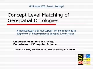 Concept Level Matching of Geospatial Ontologies