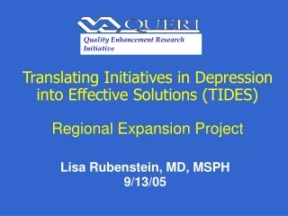 Translating Initiatives in Depression into Effective Solutions (TIDES) Regional Expansion Project