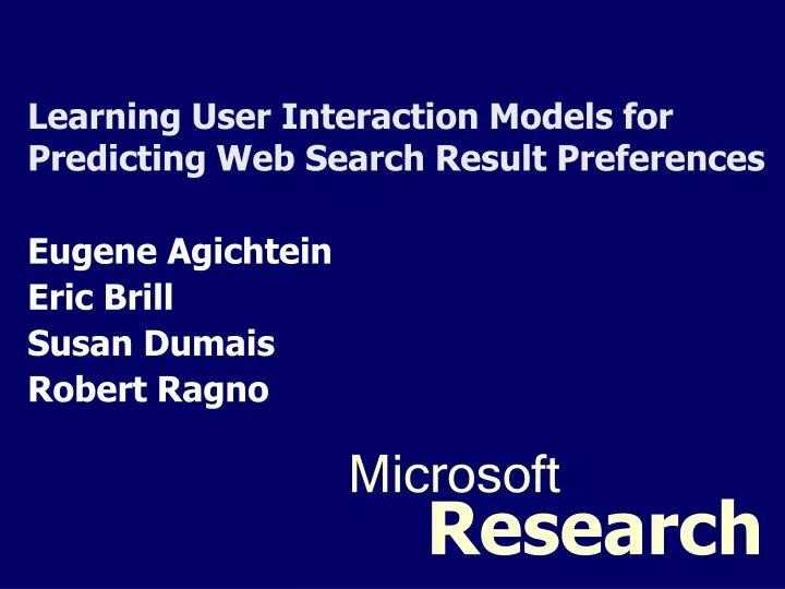learning user interaction models for predicting web search result preferences