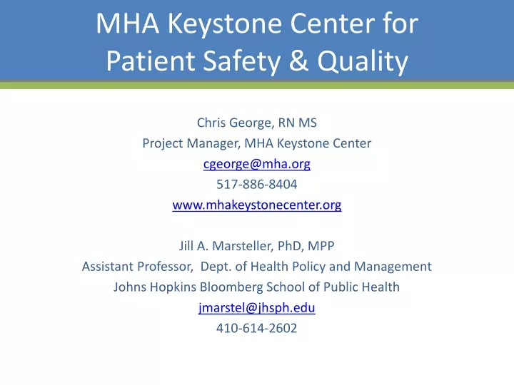 mha keystone center for patient safety quality