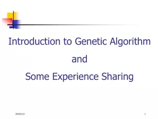 Introduction to  Genetic Algorithm and Some Experience Sharing