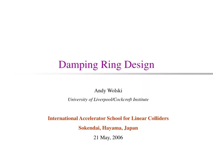 damping ring design