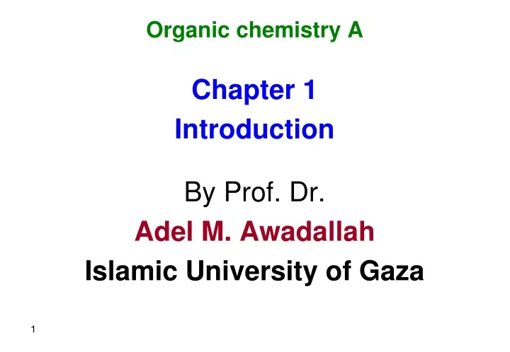 organic chemistry a chapter 1 introduction