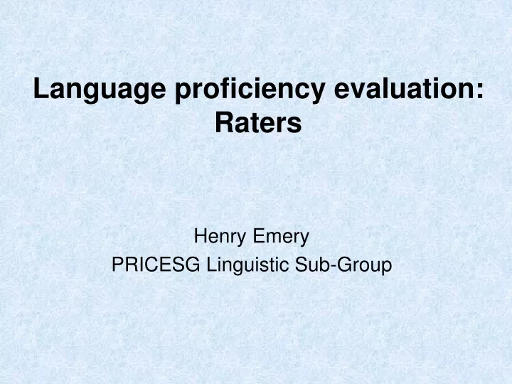 language proficiency evaluation raters