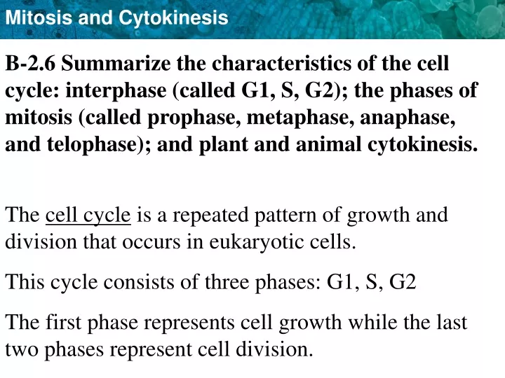 b 2 6 summarize the characteristics of the cell