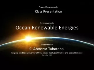 An Introduction to Ocean Renewable Energies