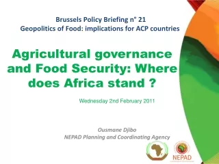 Agricultural governance and Food Security: Where does Africa stand ?