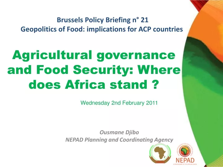 agricultural governance and food security where does africa stand
