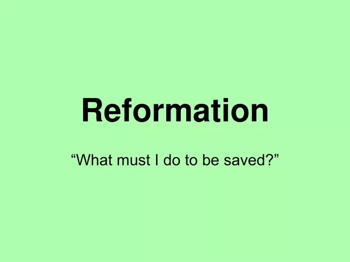 reformation