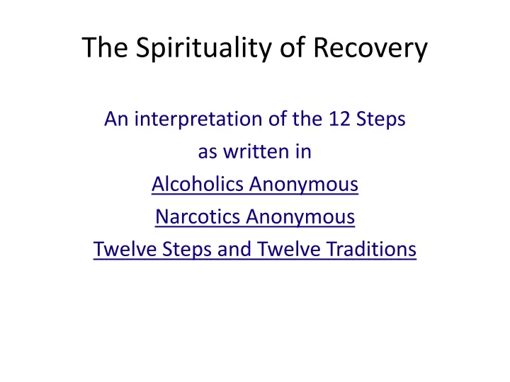 the spirituality of recovery