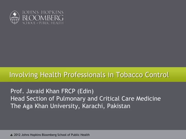 involving health professionals in tobacco control