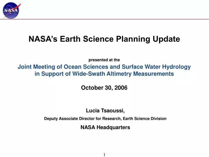 nasa s earth science planning update presented