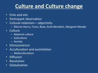 Culture and Culture change
