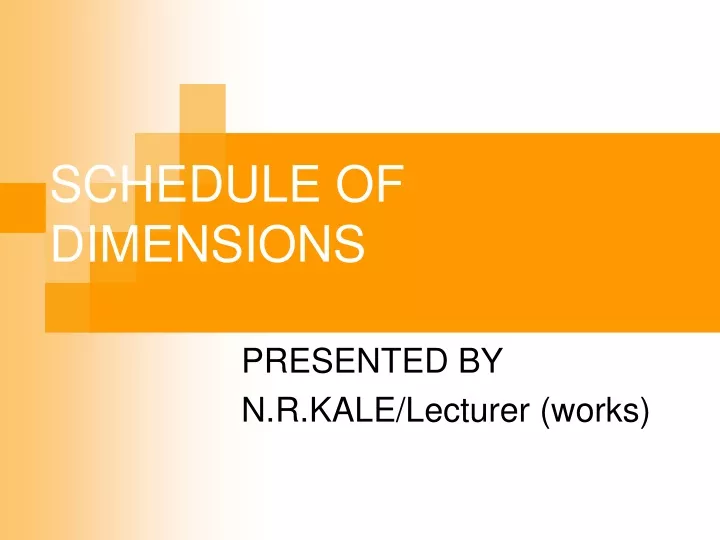 schedule of dimensions