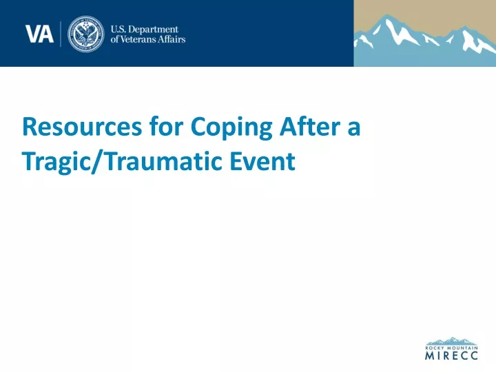 resources for coping after a tragic traumatic event