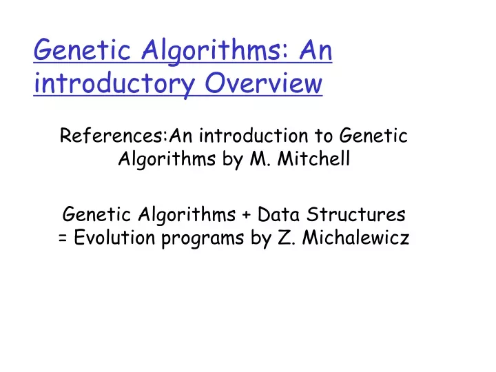 genetic algorithms an introductory overview