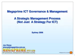Megaprime ICT Governance &amp; Management A Strategic Management Process