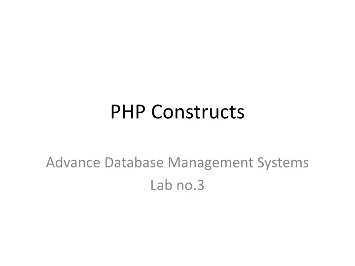 php constructs