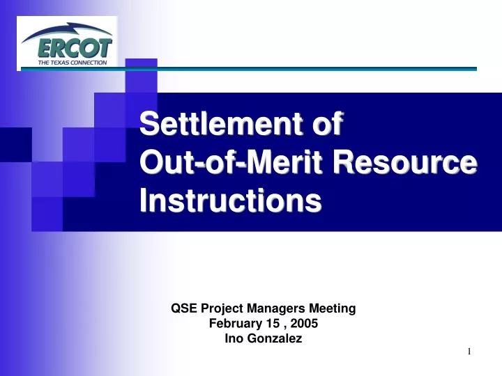 settlement of out of merit resource instructions