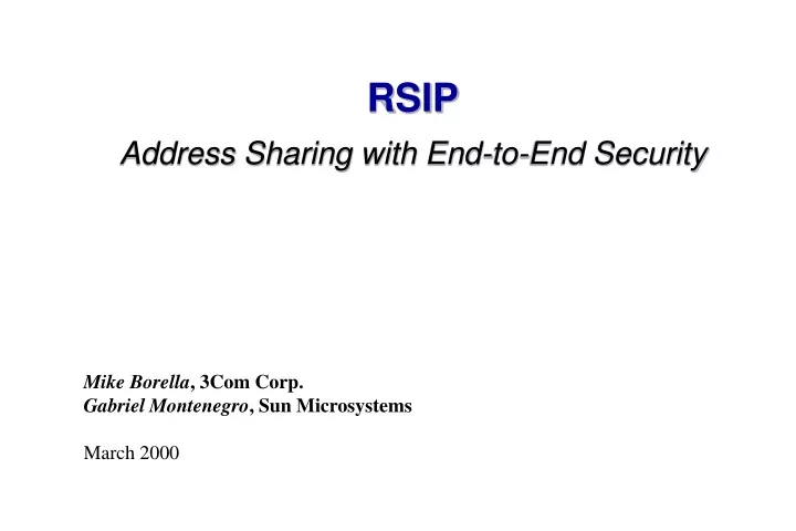 rsip address sharing with end to end security