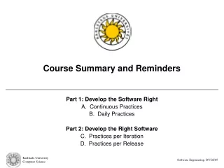 Course Summary and Reminders