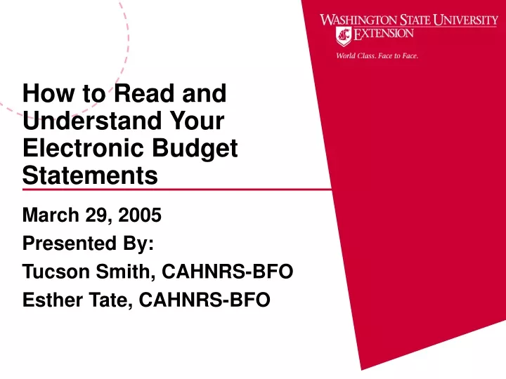 how to read and understand your electronic budget statements