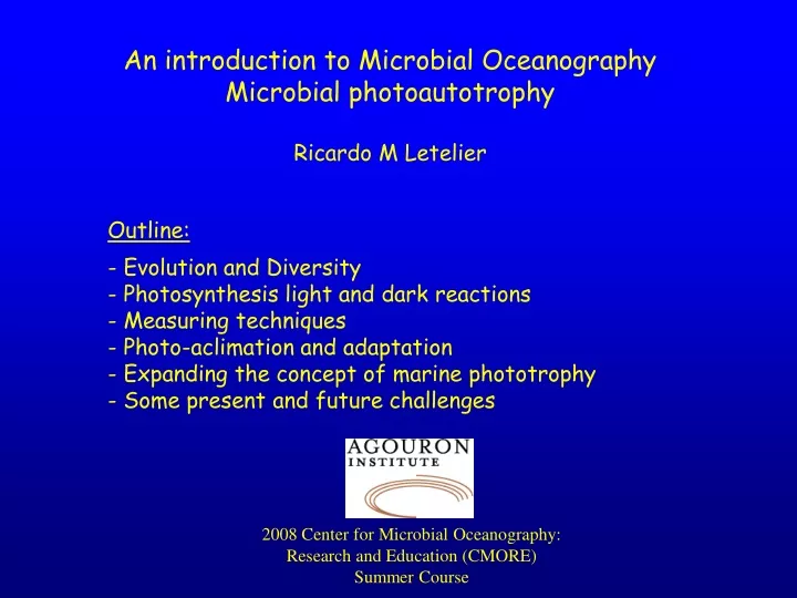 an introduction to microbial oceanography